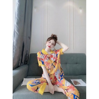 Đồ bộ piama vải lụa hàn cổ sen size dưới 58 kg