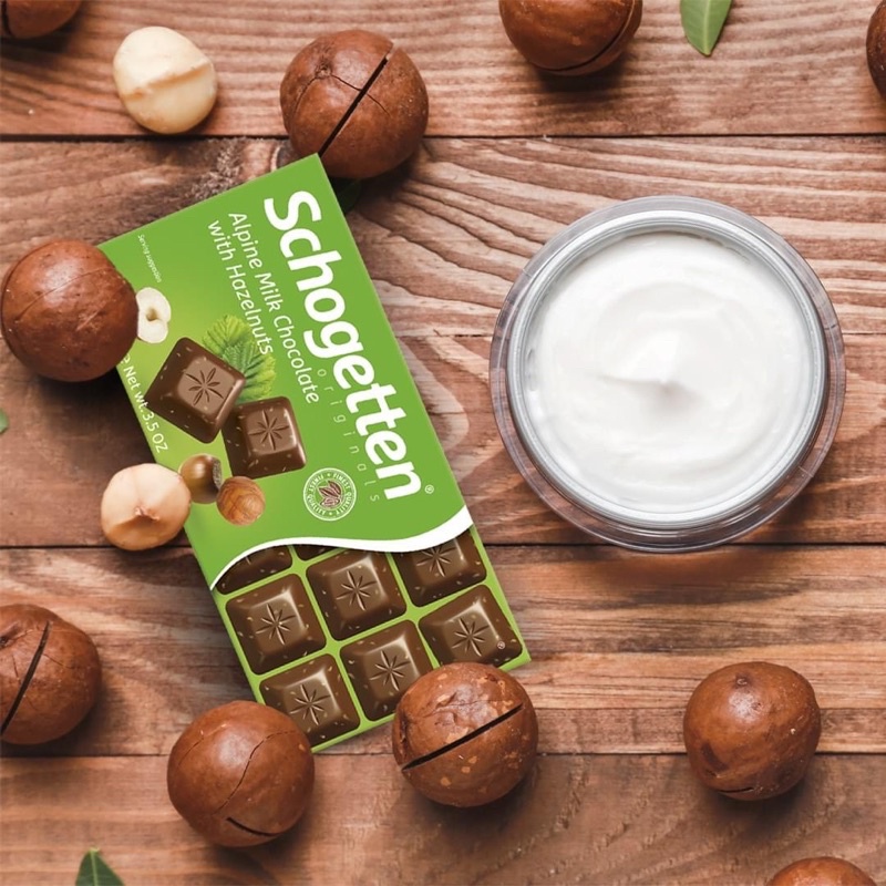 Sôcôla SCHOGETTEN - Vị Hạt dẻ Alpine Milk Chocolate with Hazelnuts - thanh 100g gồm 18 viên rời