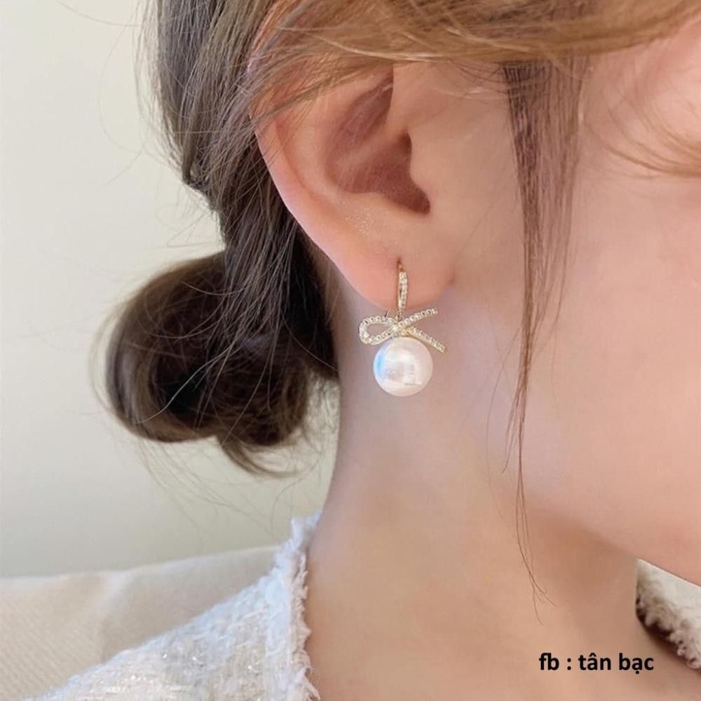 Bông tai nữ , bạc 925 sáng đẹp. đính đá và hạt ngọc cao cấp