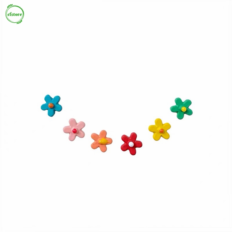 Set 6 Khuyên Tai Hình Hoa Nhiều Màu Sắc Thời Trang