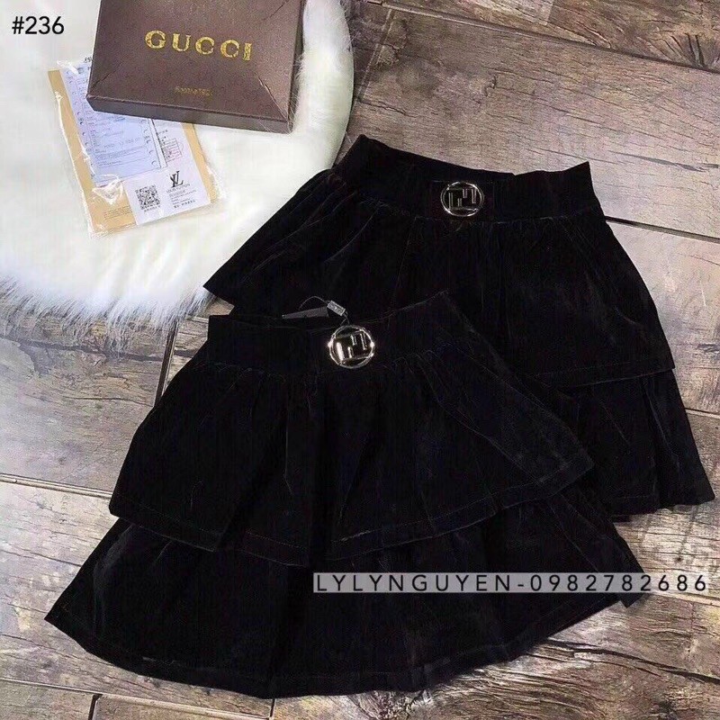 Chân váy nhung hai tầng