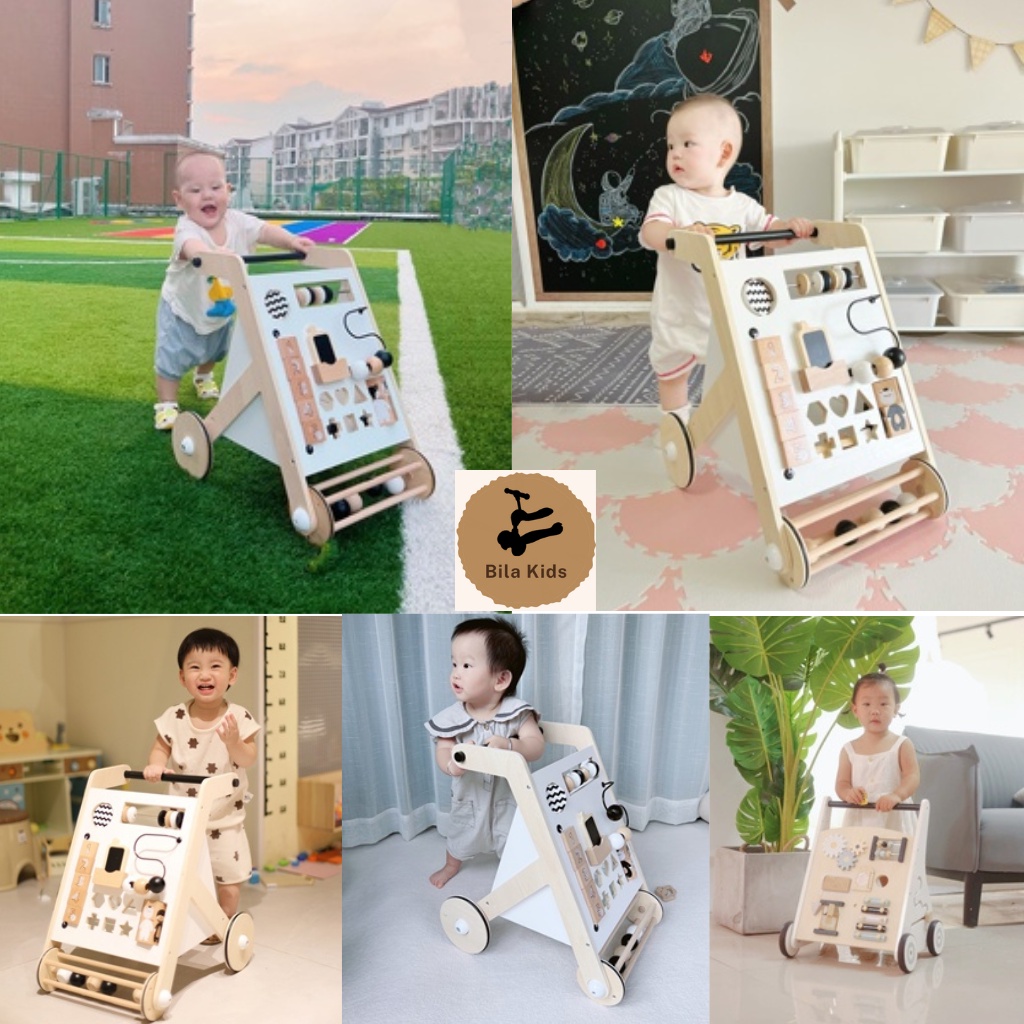 Xe tập đi cho bé kiêm bảng bận rộn busy board BILA KIDS chống trơn trượt, đẩy baby mẫu mới 2022