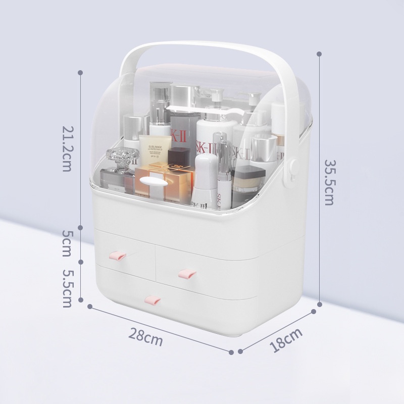 Hộp Đựng Mỹ Phẩm Có Quai Xách Chống Bui, Tủ Đựng Đồ Trang Điểm Chất Liệu Nhựa ABS Sang Trọng