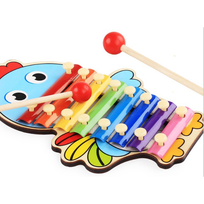 Đồ chơi đàn gỗ Xylophone 8 nốt nhạc - Đồ chơi âm nhạc 8 sắc màu nhiều hình con vật đáng yêu cho Bé Kagonk