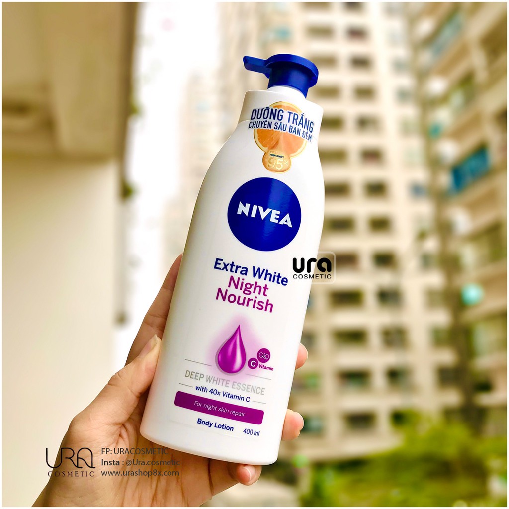 [CHÍNH HÃNG] Dưỡng thể dưỡng trắng chuyên sâu ban đêm Nivea Extra White Night Nourish 400ml