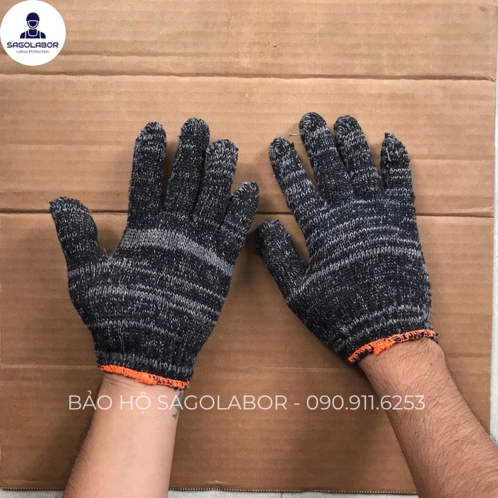 10 đôi găng tay vải len Cotton muối tiêu chống cắt - bám dính tốt dành cho thợ điện lực EVN