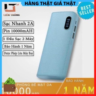 Sạc dự phòng bề mặt da siêu đẹp sạc nhanh an toàn Pin Sac Du Phong Dung Lượng 10000 mAh