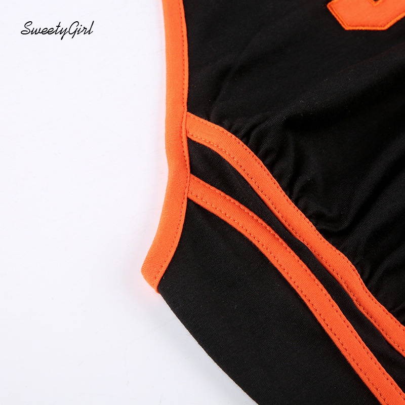 Áo Tank Top Cổ Tròn Màu Tương Phản In Chữ Thời Trang 2022 Cho Nữ