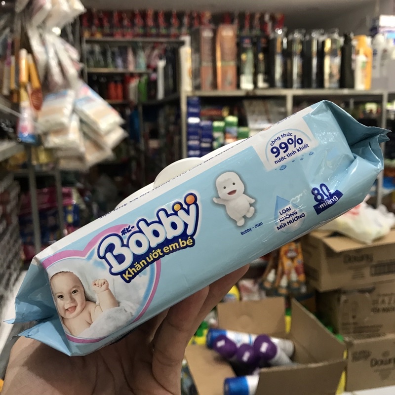 Khăn Ướt Nano Bạc Kháng Khuẩn Không Mùi Bobby 80 Tờ