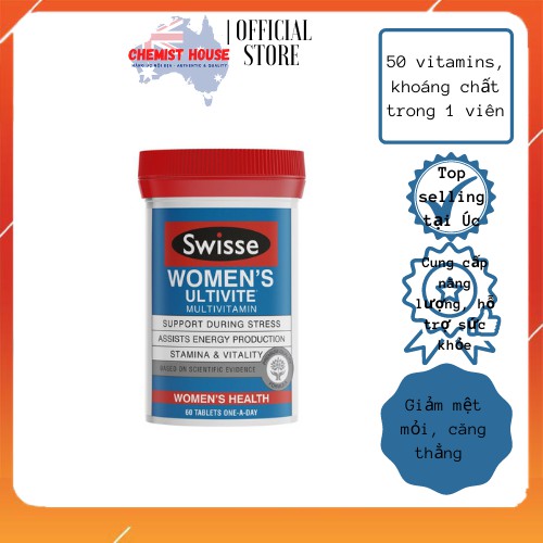 [Hàng Chuẩn ÚC] Swisse Women's Ultivite Multivitamin - 50 Vitamin TRONG 1 VIÊN dành cho Nữ DATE 2022,2023 | BigBuy360 - bigbuy360.vn