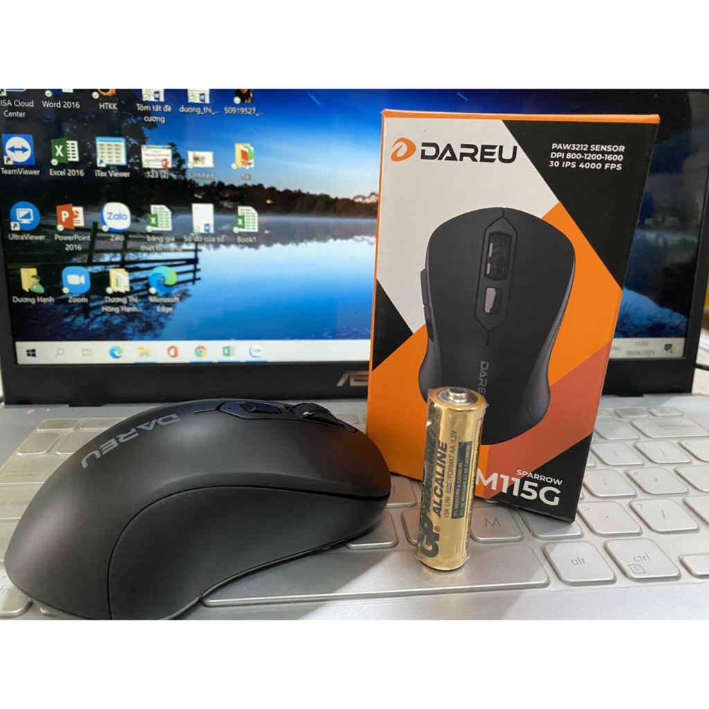 {TẶNG BÀN DI)Chuột máy tính không dây dùng cho văn phòng DareU LM115G