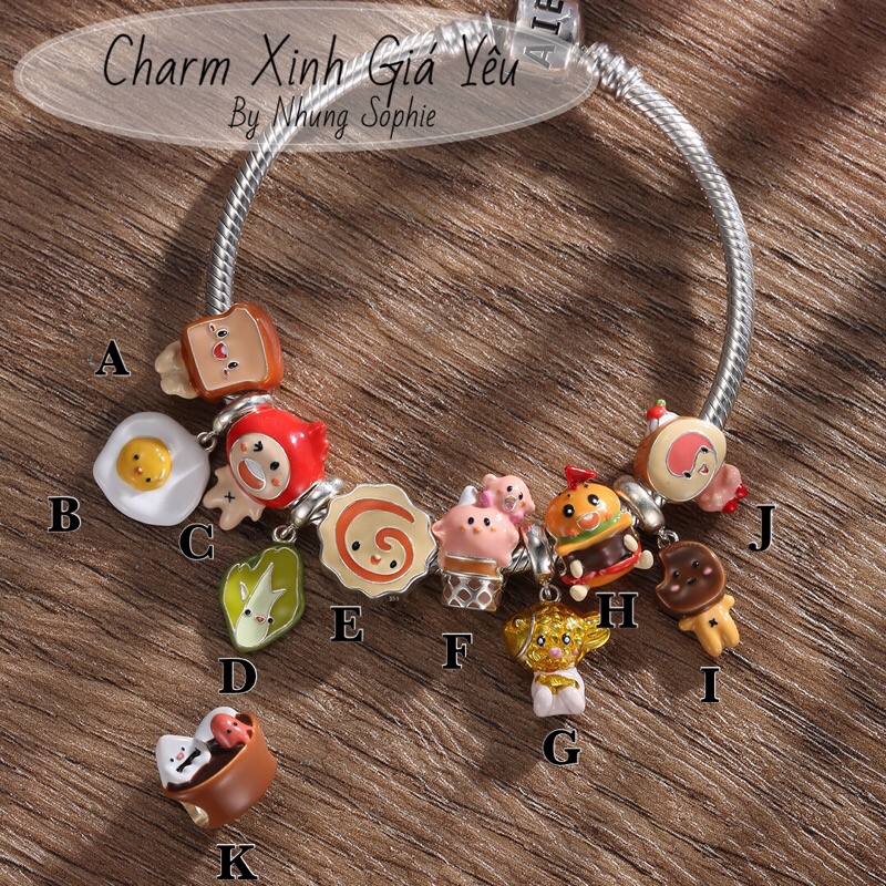 Charm ẩm thực Nhật Bản bằng bạc 925 nhungsophie