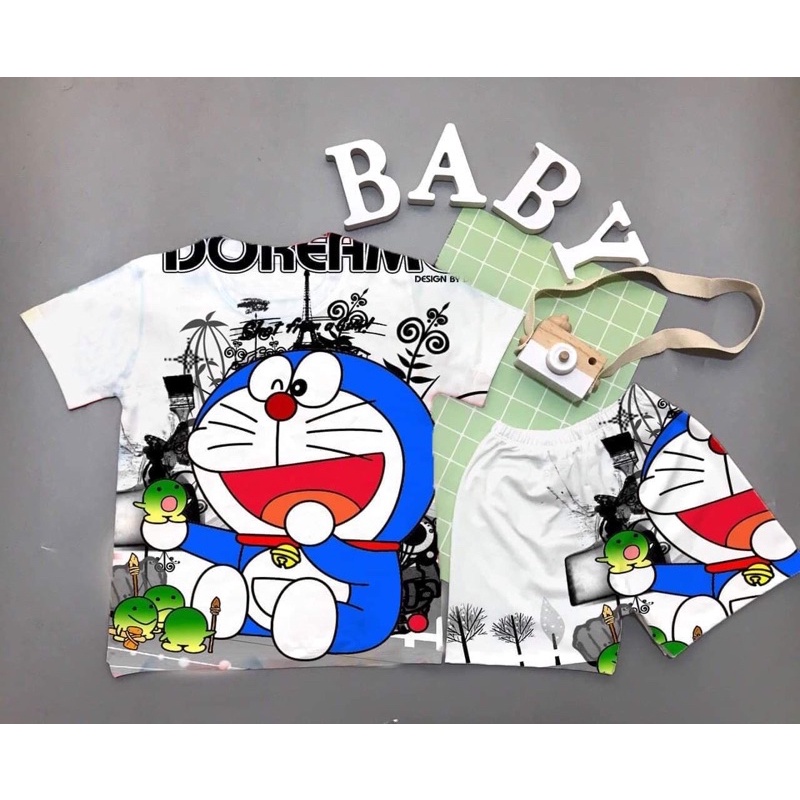 ĐỒ BỘ THUN LẠNH IN 3D CHO BÉ HÌNH DORAEMON