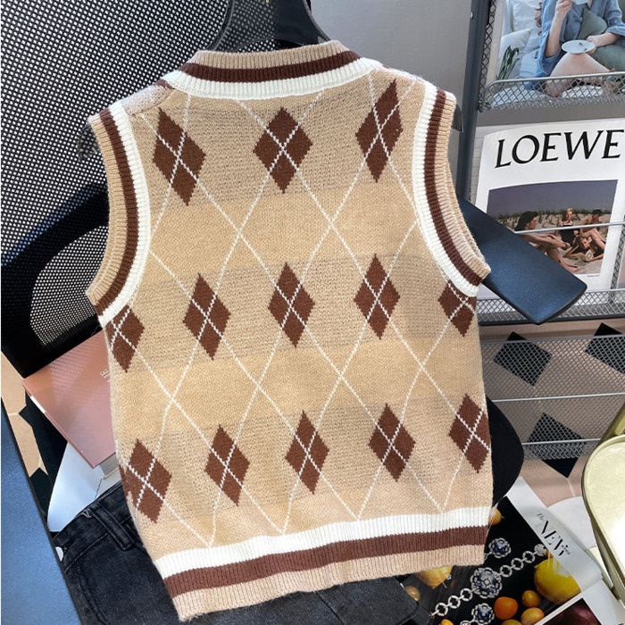 Áo sweater Dệt Kim Không Tay Màu Đen Đính Đá Thời Trang Mùa Thu Dành Cho Nữ
