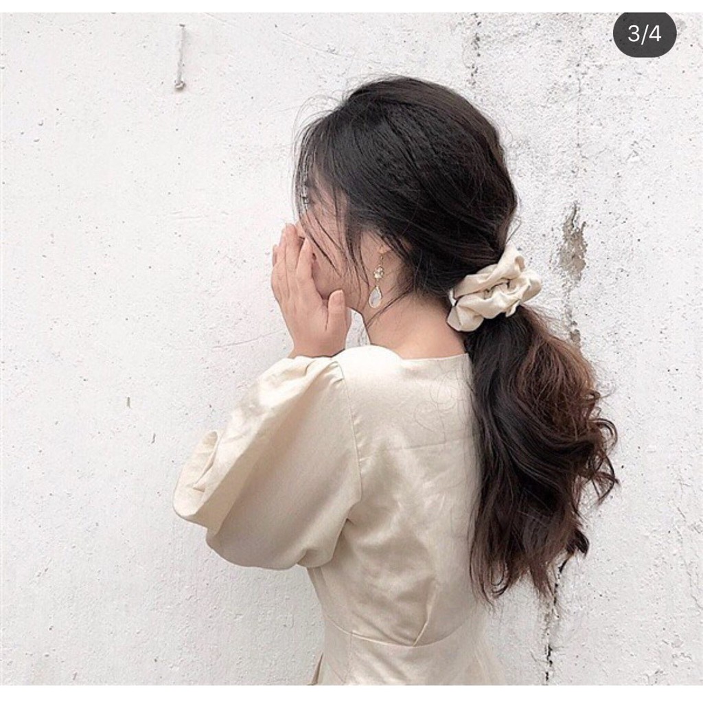 PKT78 - Dây Cột Tóc Vải Cột Scrunchies Satin Lụa Phi Bóng Mềm Màu Vintage Pastel Bảng 2 [PKT00078]