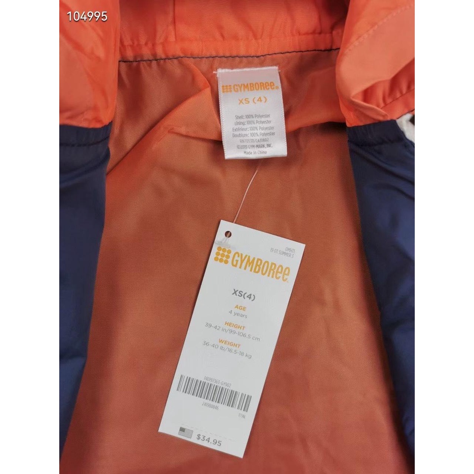 Áo khoác gió 2 lớp hàng Gymboree cho bé trai size đại 4y - 12y
