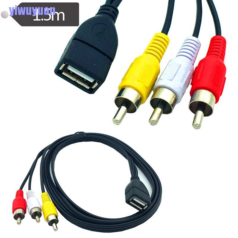 Dây Cáp Chuyển Đổi 5feet / 1.5m Usb 2.0 Female Sang 3 Rca Male Video A / V Cho Máy Quay Phim | BigBuy360 - bigbuy360.vn