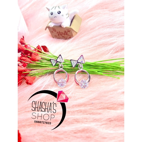 Bông Tai inox - Nơ Tròn Xink xink bảo hành vĩnh viễn