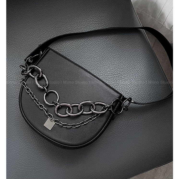 Túi da mini đeo vai kèm chain