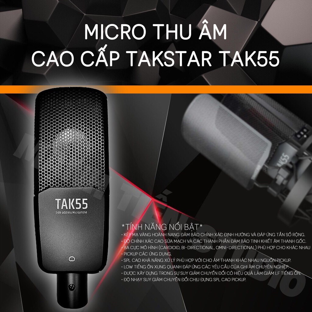 Mic Thu Âm Takstar TAK55 Cao Cấp Chạy Nguồn 48V Cho Các Sound Card Để Ghi Âm , Livestream , Karaoke , Mic Chống Nhiễu