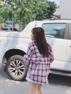 Sơmi Free size Caro hồng (VNXK)