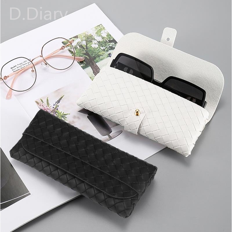 1 Hộp Đựng Mắt Kính Bằng Da PVC Mỏng Có Khóa Cài Màu Đen Ốp