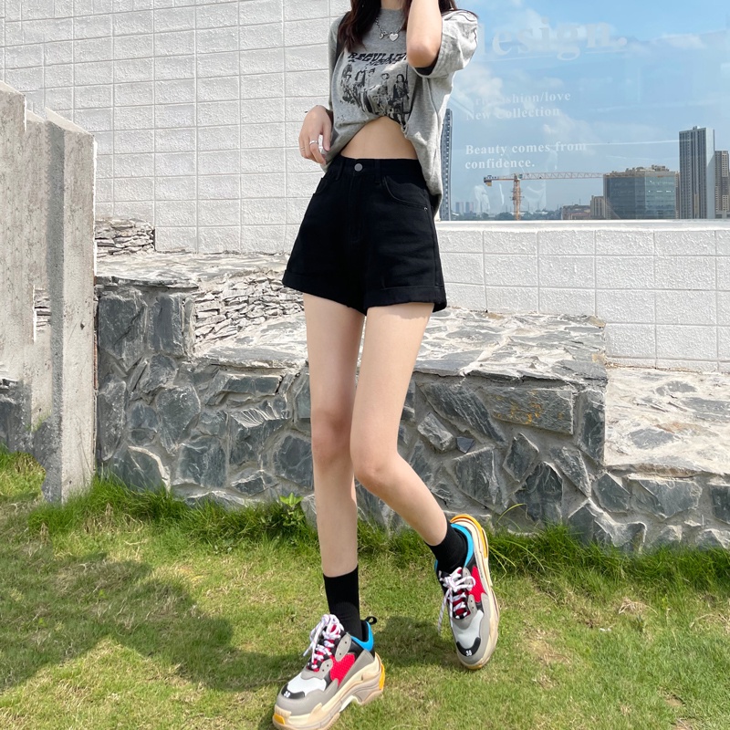 Quần đùi nữ, quần short nữ kaki basic hàn quốc màu đen size S M L SKUQ-09B  1990clother