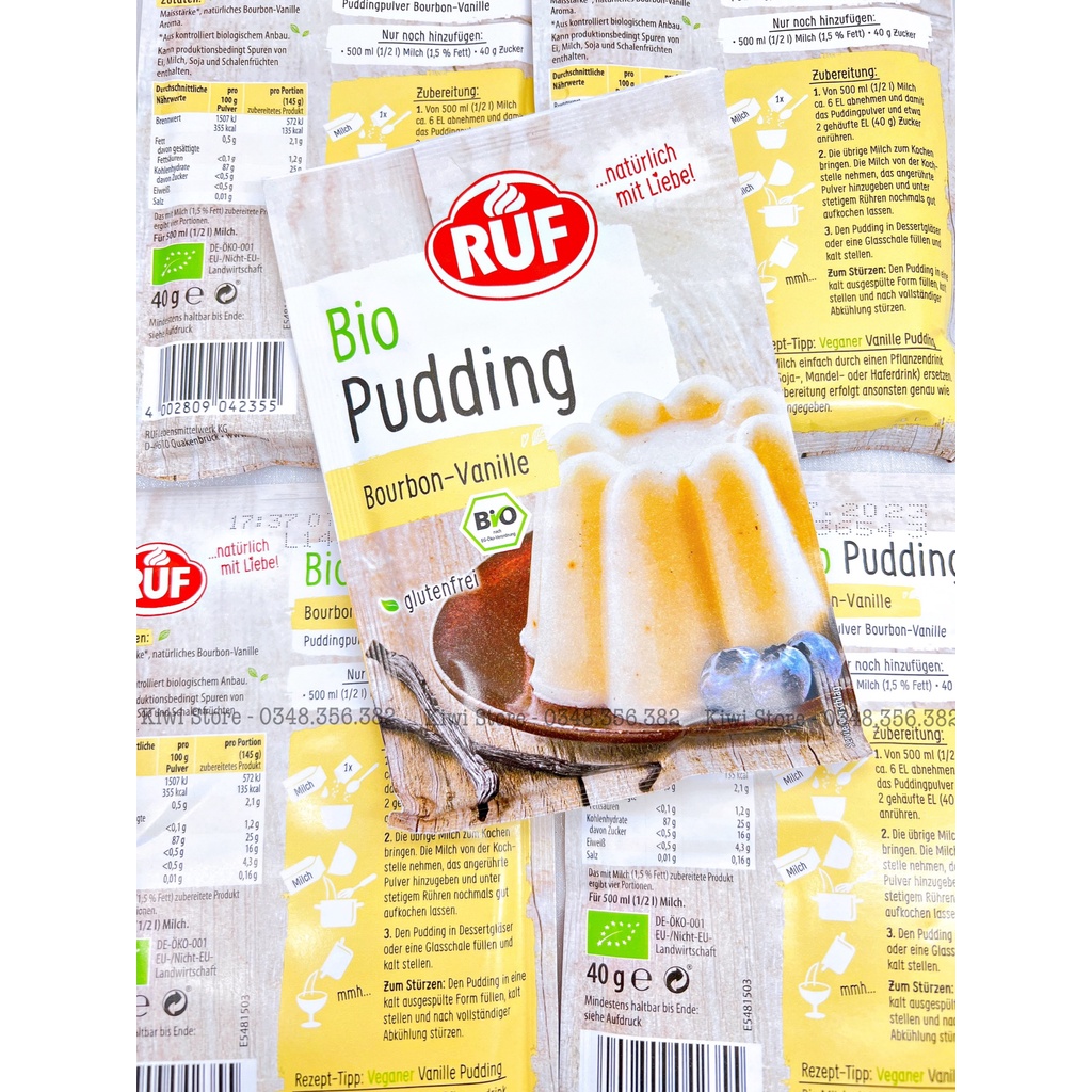 Bột làm bánh Pudding hữu cơ Ruf Đức vị vanille ( gói 40gr )