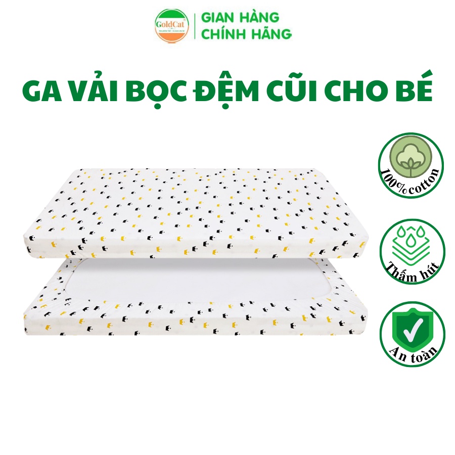 Ga Chun Bọc Đệm Cũi Cho Bé GOLDCAT GCC Chất Liệu Cotton Mềm Mịn Dùng Cho Đệm Dày 5-7cm