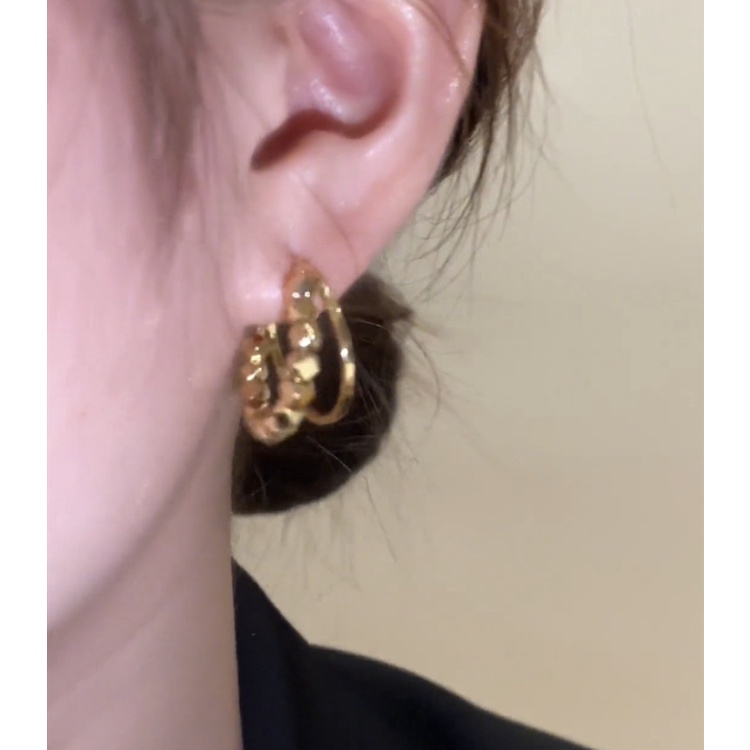 Bông Tai Hai Lớp Đính Hạt Phong Cách Hình Học Ngọt Ngào Cá Tính 2022