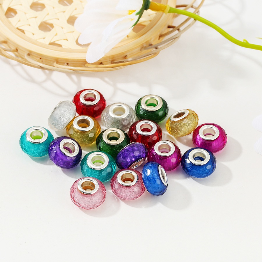 Bộ 2 Hạt Pha Lê Acrylic Đục Lỗ Thẳng Cỡ Lớn Dùng Làm Vòng Tay/Trang Sức Diy