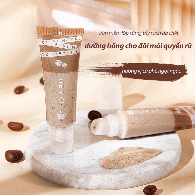 [Hàng mới về] Tẩy tế bào chết môi Heyxi Coffee Lip Scrub 15g hương cà phê tẩy sạch da chết dưỡng ẩm mờ thâm môi