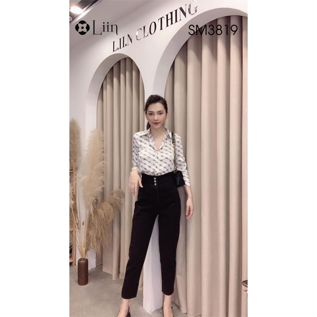 Áo sơ mi họa tiết BB chất vải Lụa lụa Trắng phong cách năng động, cá tính Liin Clothing SM3819 | BigBuy360 - bigbuy360.vn