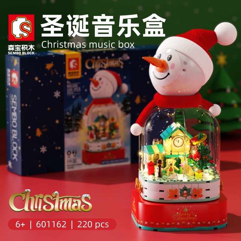 Đồ chơi Lắp ráp Mô hình Sembo 601162 601164 Christmas tree Music Box Snowman Christmas Gift With Lighting quà Giáng sinh