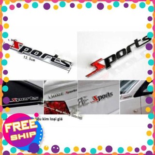 [Freeship] Tem chữ Sports kim loại dán ô tô TL09( đỏ phối đen)