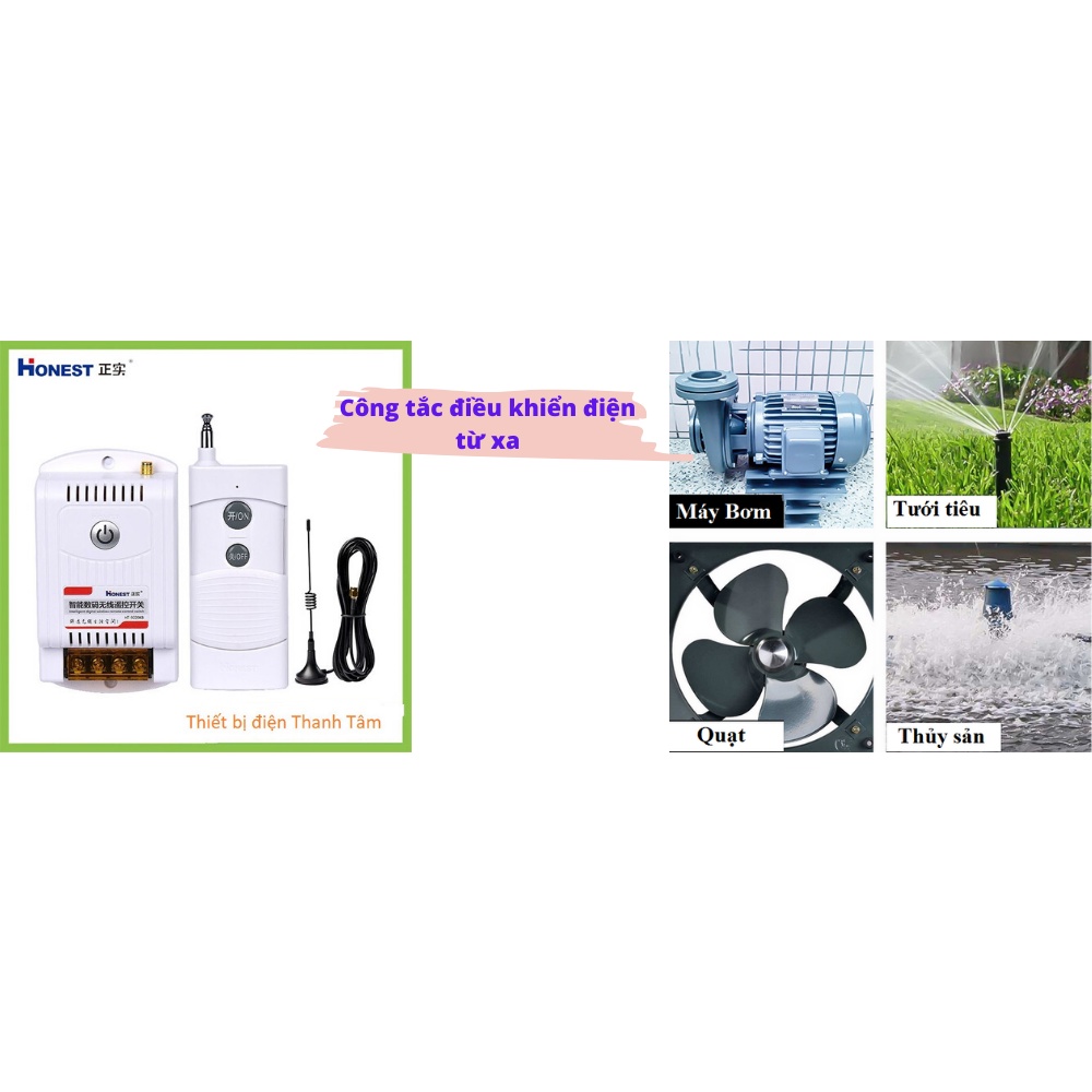 HT-9380KG-2 Công tắc Honest điều khiển từ xa 1-2km  380V/30A dung cho motor, đèn, quạt