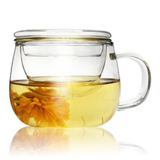 Cốc cách nhiệt thủy tinh borosilicate 2 lớp nắp thủy tinh 400 ml có quai