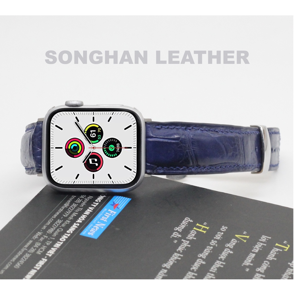 Dây Da Đeo Thay Thế Apple Watch Songhan Leather AW01.Dây Da Cá Sấu Khóa Gập Cao Cấp,Size 38mm-45mm.BH 12 Tháng