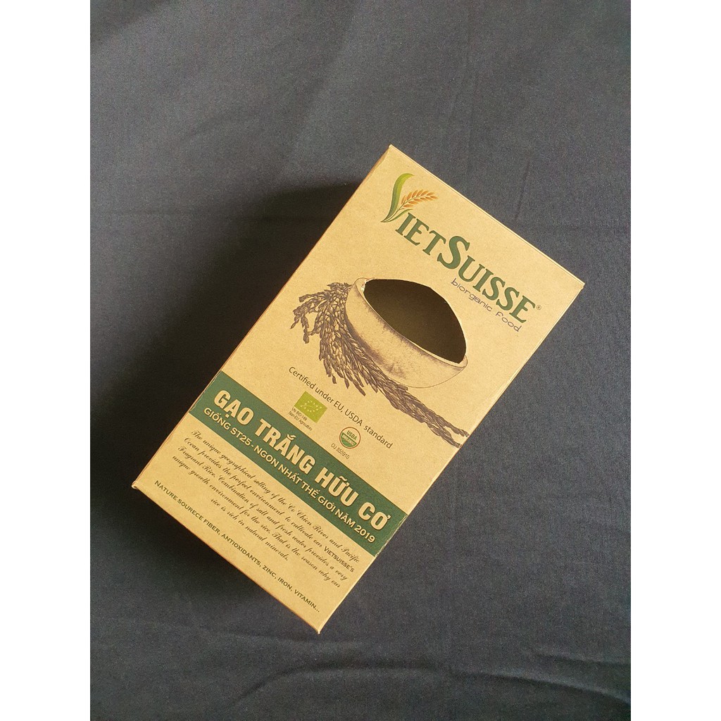 [ORGANIC] Gạo ST25 Hữu Cơ Vietsuisse Hộp 1Kg - Đạt giải gạo ngon nhất thết giới 2019 -  Cơm mềm dẻo, thơm nhẹ, vị ngọt | BigBuy360 - bigbuy360.vn