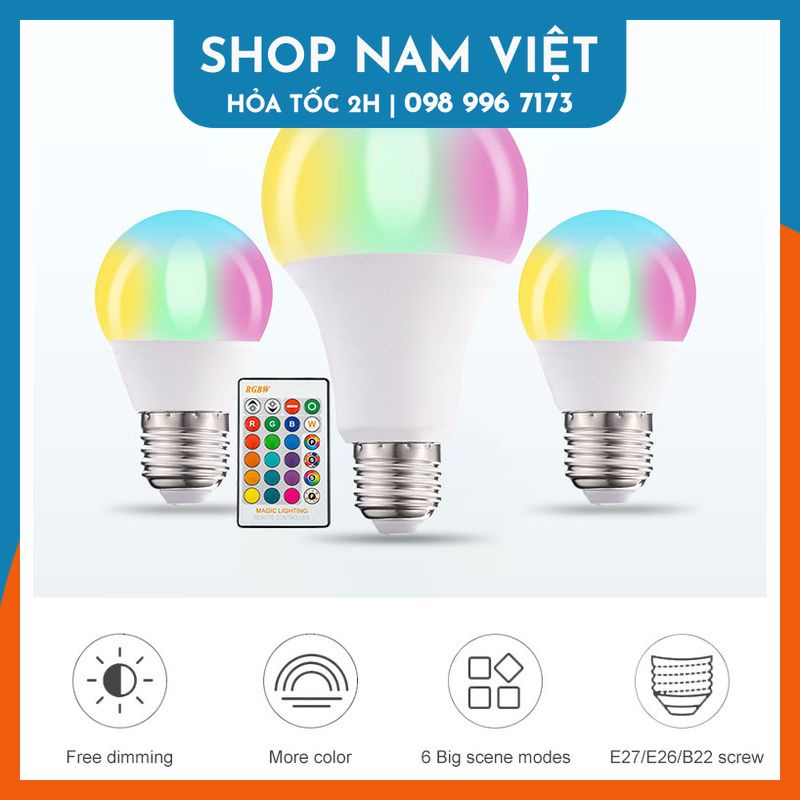 Đèn LED TikTok Bóng Bulb E27 16 Triệu Màu Điều Khiển App (Kèm Chuôi Dài 4M)