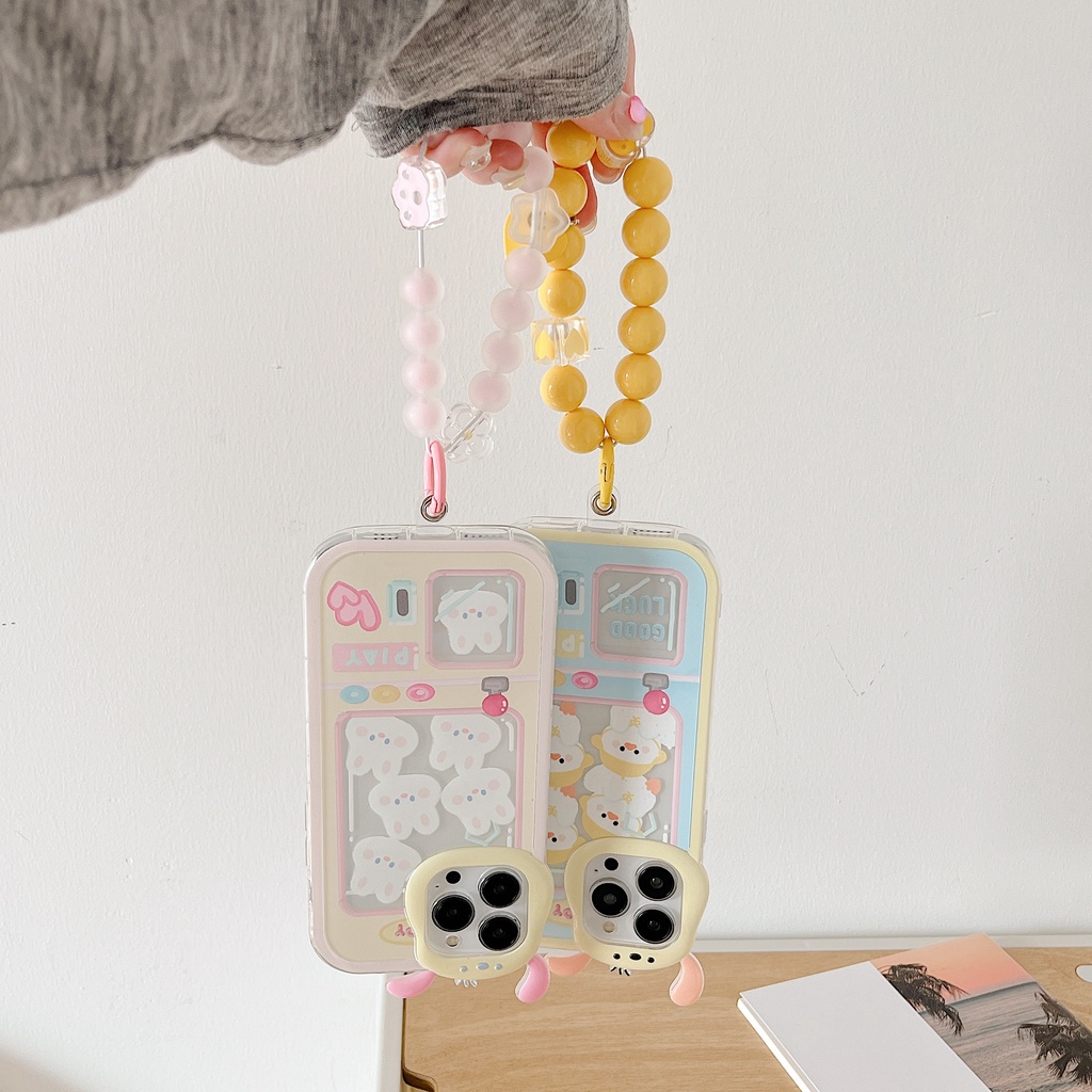 Ốp Điện Thoại TPU Silicon Mềm Hình Thú 3D Đính Ngọc Trai / Thỏ / Vịt Hồng / Xanh Dương Cho iphone 13 12 11 Pro XS Max XR