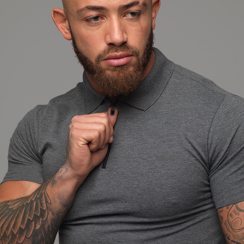 Áo polo Cotton Ngắn Tay Màu Trơn Thoáng Khí Thời Trang Mùa Hè