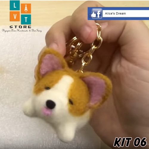 [Có hướng dẫn] KIT LEN CHỌC - NEEDLE FELTING Shiba Béo (làm được móc chìa khóa)