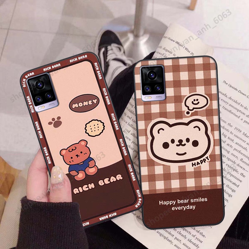 Ốp lưng Vivo V20 in hình hoa, gấu rich bear nghệ thuật, thời trang