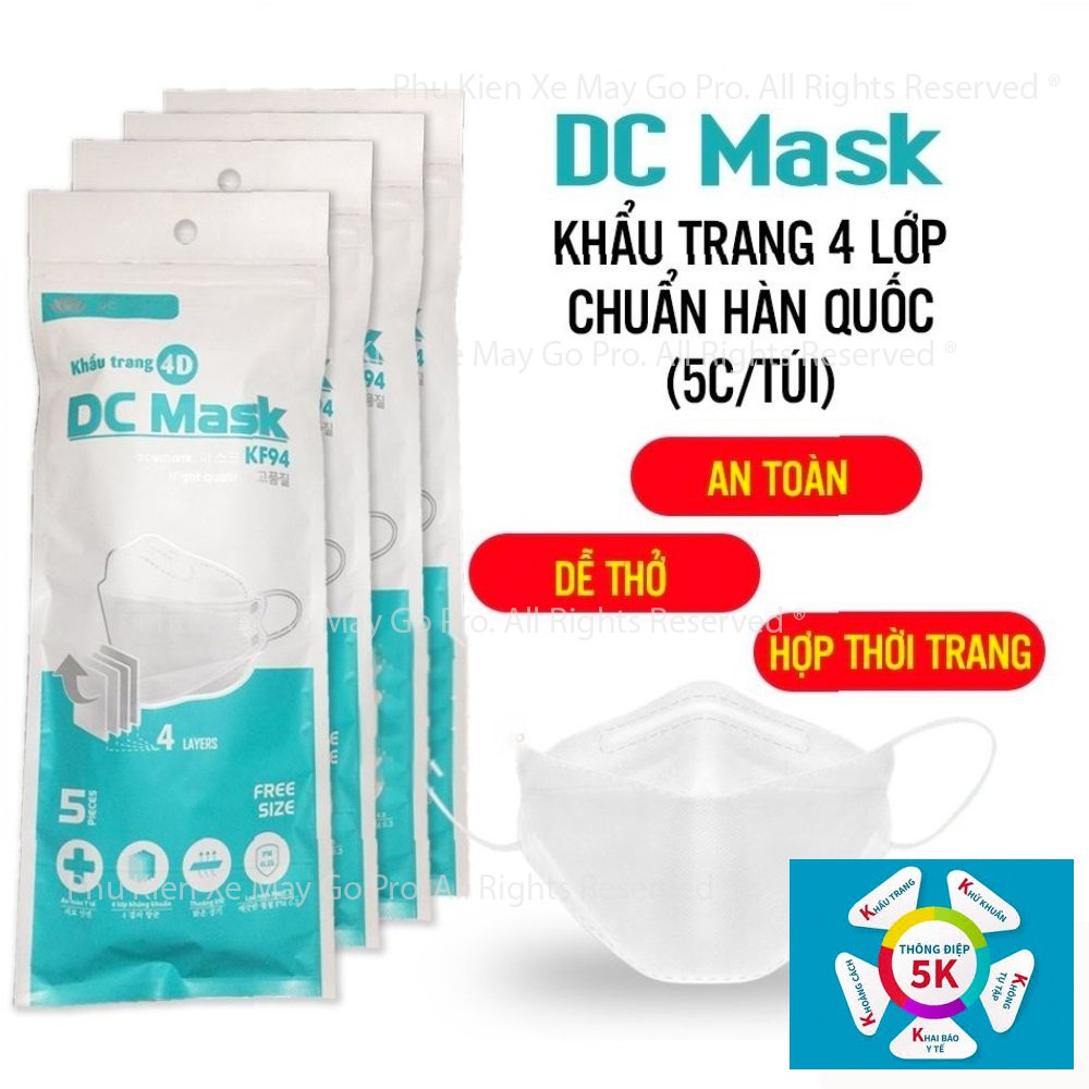 [CHÍNH HÃNG] Túi 05 Khẩu Trang 4D DC Mask Kháng Khuẩn 4 Lớp