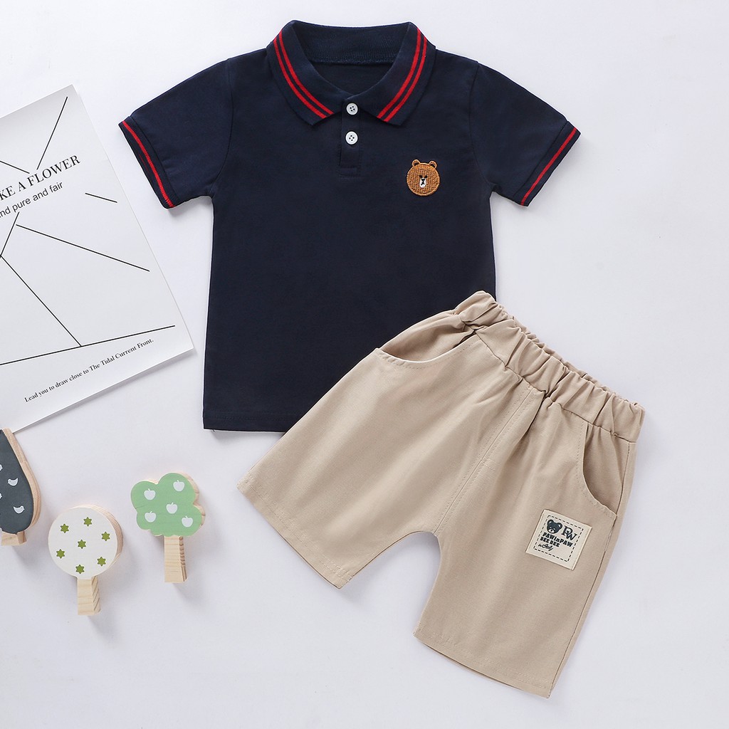 Set Áo Thun Tay Ngắn Và Quần Short Thời Trang Dễ Thương Cho Bé Trai