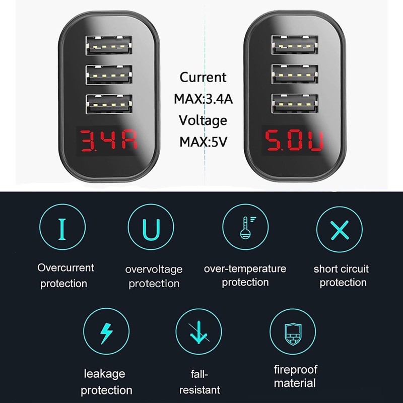 Củ sạc đa năng Baseus Baseus Mirror Lake 3USB 3.4A