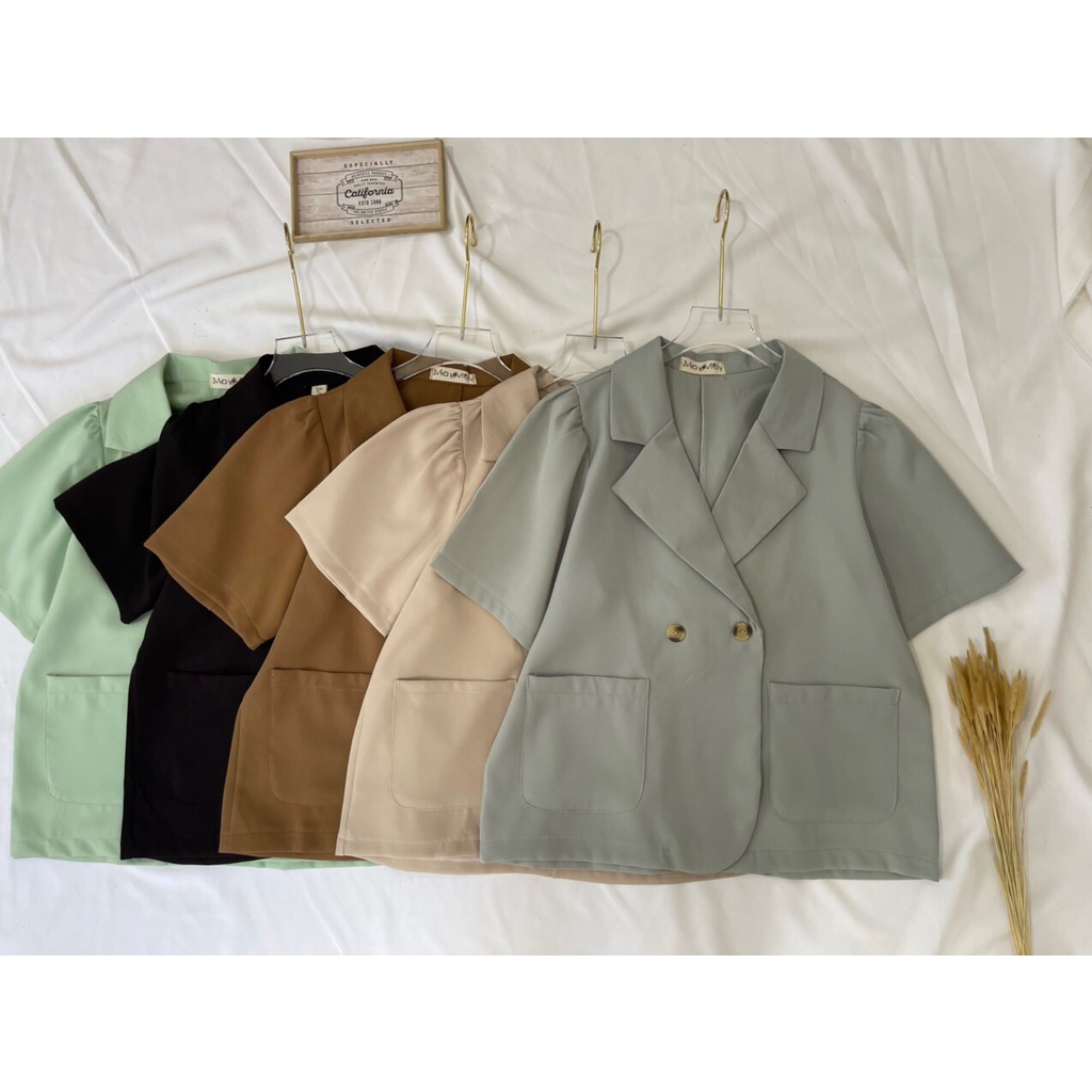 [AMANDA] Blazer tay ngắn thời trang thanh lịch cho nữ. Blazer croptop ngắn tay - có ảnh thật