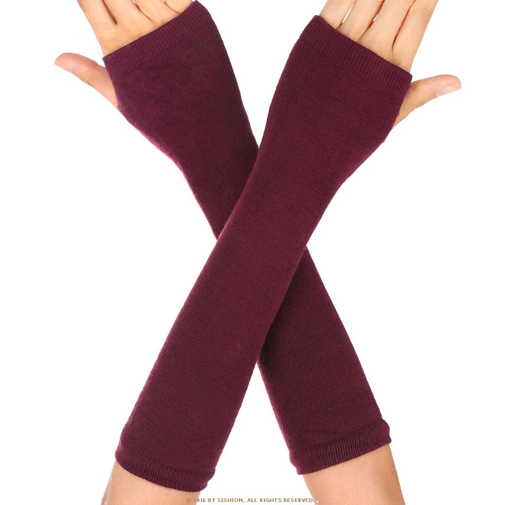 Găng tay dệt kim hở ngón họa tiết kẻ sọc thời trang cho nữ