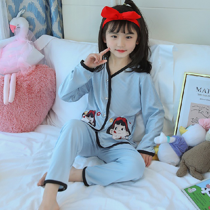 Bộ Đồ Ngủ Tay Dài Chất Cotton Thời Trang Xinh Xắn Cho Bé Gái